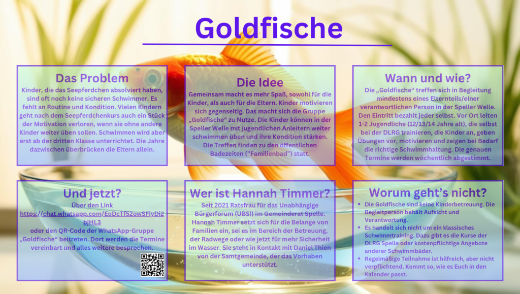 Goldfische Spelle Schwimm-Training